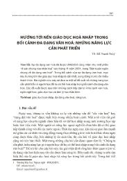 Hướng tới nền giáo dục hoà nhập trong bối cảnh đa dạng văn hoá: Những năng lực cần phát triển