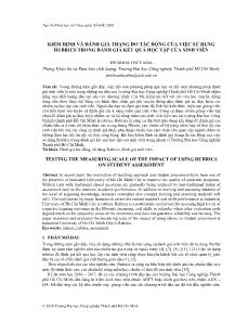 Kiểm định và đánh giá thang đo tác động của việc sử dụng Rubrics trong đánh giá kết quả học tập của sinh viên