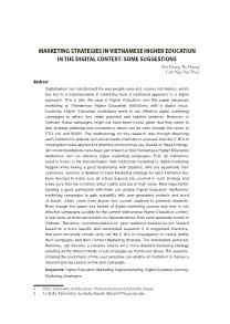 Marketing strategies in Vietnamese higher education in the digital context: Some suggestions