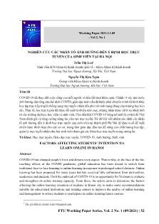 Nghiên cứu các nhân tố ảnh hưởng đến ý định học trực tuyến của sinh viên tại Hà Nội