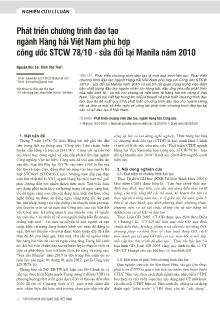 Phát triển chương trình đào tạo ngành Hàng hải Việt Nam phù hợp công ước STCW 78/10 - Sửa đổi tại Manila năm 2010