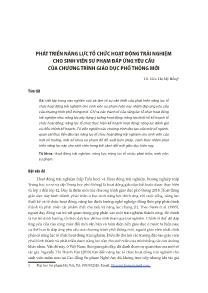 Phát triển năng lực tổ chức hoạt động trải nghiệm cho sinh viên sư phạm đáp ứng yêu cầu của chương trình giáo dục phổ thông mới