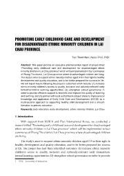 Promoting early childhood care and development for disadvantaged ethnic minority children in Lai Chau province