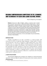 Reading comprehension competence of efl learners and techniques to teach and learn cultural words