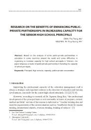 Research on the benefits of enhancing publicprivate partnerships in increasing capacity for the senior high school principals