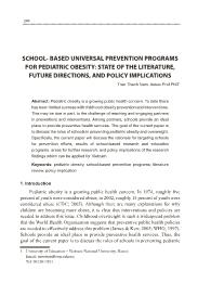 School-based universal prevention programs for pediatric obesity: State of the literature, future directions, and policy implications