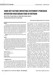 Some key factors impacting customer’s purchase intention vegetarian food in Vietnam