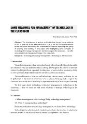 Some measures for management of technology in the classroom