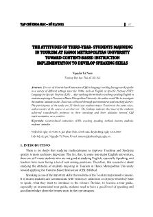 The attitudes of third-year- students majoring in tourism at Hanoi Metropolitan University toward content-based instruction implementation to develop speaking skills