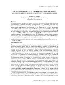 The relationship between students’ intrinsic motivation and the final exam results of a student on English subject