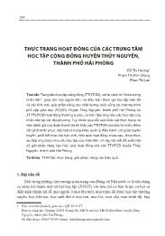 Thực trạng hoạt động của các Trung tâm học tập cộng đồng huyện Thủy Nguyên, Thành phố Hải Phòng