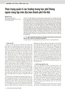 Thực trạng quản lí các trường trung học phổ thông ngoài công lập trên địa bàn thành phố Hà Nội