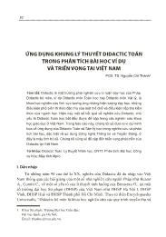 Ứng dụng khung lý thuyết Didactic Toán trong phân tích bài học ví dụ và triển vọng tại Việt Nam