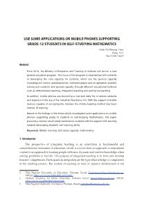 Use some applications on mobile phones supporting Grade-12 students in self-studying mathematics