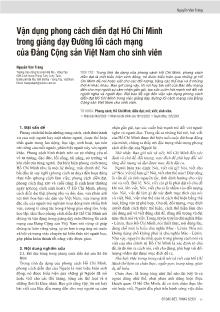 Vận dụng phong cách diễn đạt Hồ Chí Minh trong giảng dạy Đường lối cách mạng của Đảng Cộng sản Việt Nam cho sinh viên