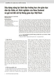 Xây dựng năng lực lãnh đạo trường học cho giáo dục dân tộc thiểu số: Kinh nghiệm của New Zealand và gợi mở đối với hệ thống giáo dục Việt Nam