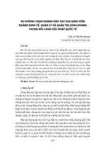 Xu hướng chọn ngành đào tạo của sinh viên ngành Kinh tế, quản lý và Quản trị kinh doanh trong bối cảnh hội nhập quốc tế