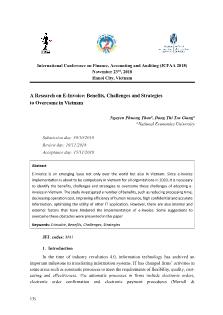 A research on E-invoice: Benefits, challenges and strategies to overcome in Vietnam