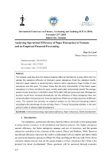 Analyzing operational efficiency of paper enterprises in Vietnam and an empirical financial forecasting