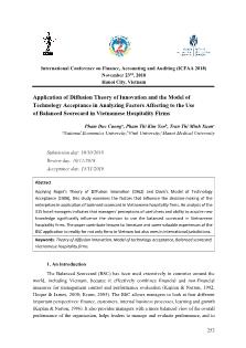 Application of diffusion theory of innovation and the model of technology acceptance in analyzing factors affecting to the use of balanced scorecard in Vietnamese hospitality firms
