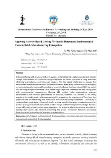 Applying activity based costing method to determine environmental costs in brick manufacturing enterprises