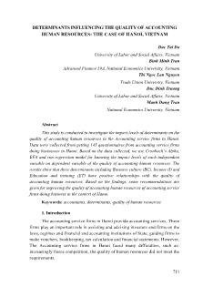 Determinants influencing the quality of accounting human resources: The case of Hanoi, Vietnam