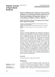 Factors affecting the capacity of accounting software in controlling frauds and errors in small and medium enterprises (Smes): A case study of SMEs in Hanoi, Vietnam
