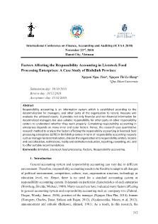Factors affecting the responsibility accounting in livestock food processing enterprises: A case study of Binhdinh province