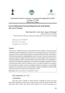 Factors influencing professional skepticism and audit quality: The case of Vietnam