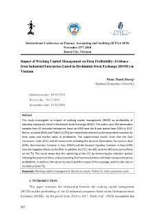 Impact of working capital management on firm profitability: Evidence from industrial enterprises listed in Hochiminh Stock Exchange (HOSE) in Vietnam