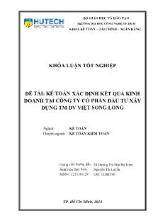 Khóa luận Kế toán xác định kết quả kinh doanh tại Công ty Cổ phần Đầu tư Xây dựng Thương mại Dịch vụ Việt Song Long