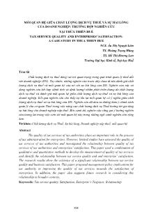 Mối quan hệ giữa chất lượng dịch vụ thuế và sự hài lòng của doanh nghiệp: Trường hợp nghiên cứu tại Thừa Thiên Huế