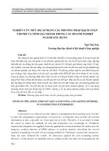 Nghiên cứu mức độ áp dụng các phương pháp hạch toán chi phí và tính giá thành trong các doanh nghiệp ngành xây dựng