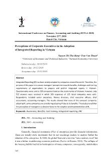 Perceptions of corporate executives in the adoption of Integrated Reporting in Vietnam