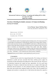 Selection of modeling for quality assurance of commercial banking services in Vietnam