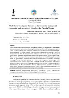 The effect of contingency elements on environmental management accounting implementation in manufacturing firms in Vietnam