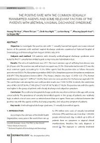 The positive rate with the common sexually transmitted agents and some relevant factors of the patients with urethral/vaginal discharge syndrome