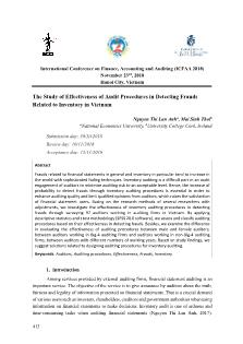 The study of effectiveness of audit procedures in detecting frauds related to inventory in Vietnam