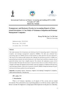 Transparency and disclosure practice in accounting reports of stateowned enterprises: A case study of Vietnamese irrigation and drainage management companies