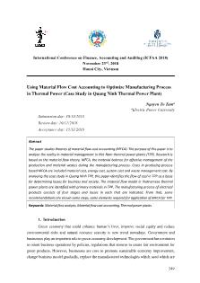 Using material flow cost accounting to optimize manufacturing process in thermal power (Case study in Quang Ninh thermal power plant)