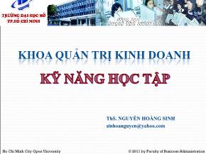 Bài giảng Kỹ năng học tập - Nguyễn Hoàng Sinh