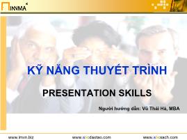 Bài giảng Kỹ năng thuyết trình (Presentation Skills) - Vũ Thái Hà
